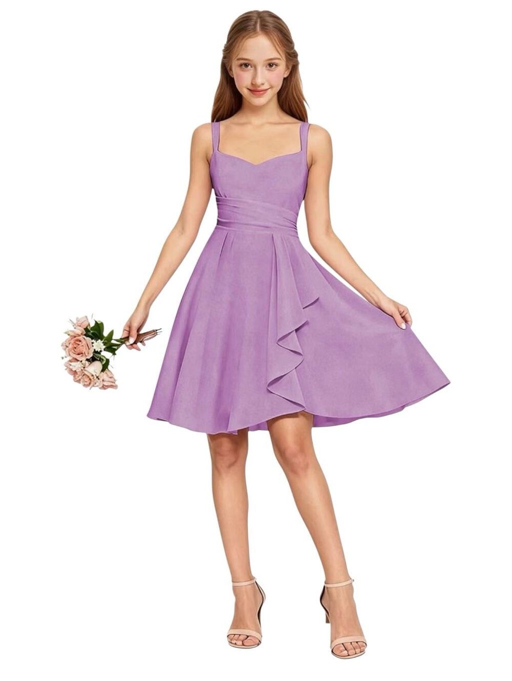 New! NWT Junior Chiffon Spaghetti Strap Empire Ruched Sleeveless Dress 8